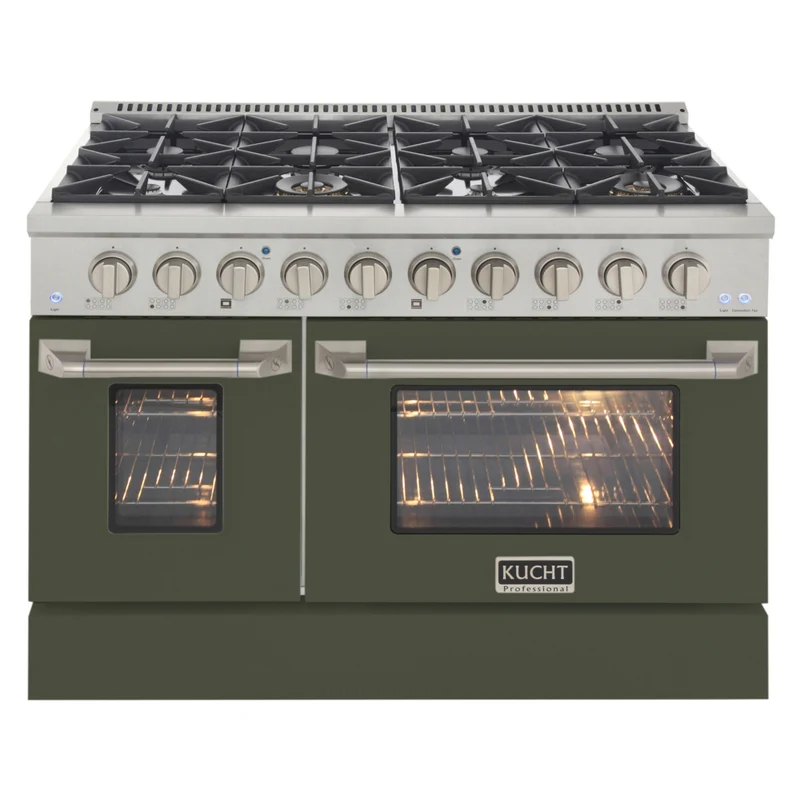 Kucht 48" KDF Series Pro Style Propane Ready Dual Fuel Range - Stainless Steel/Olive Green