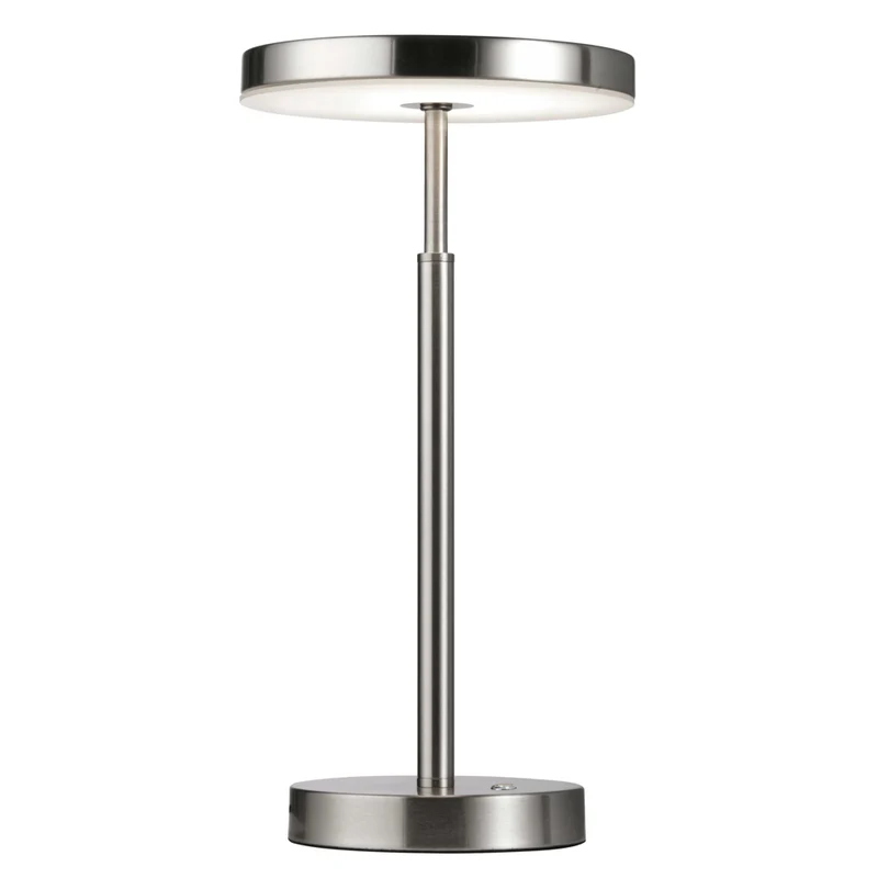 Dainolite - Lampe de table moderne Dainolite Francine, nickel satiné avec diffuseur en acrylique blanc, 10 W