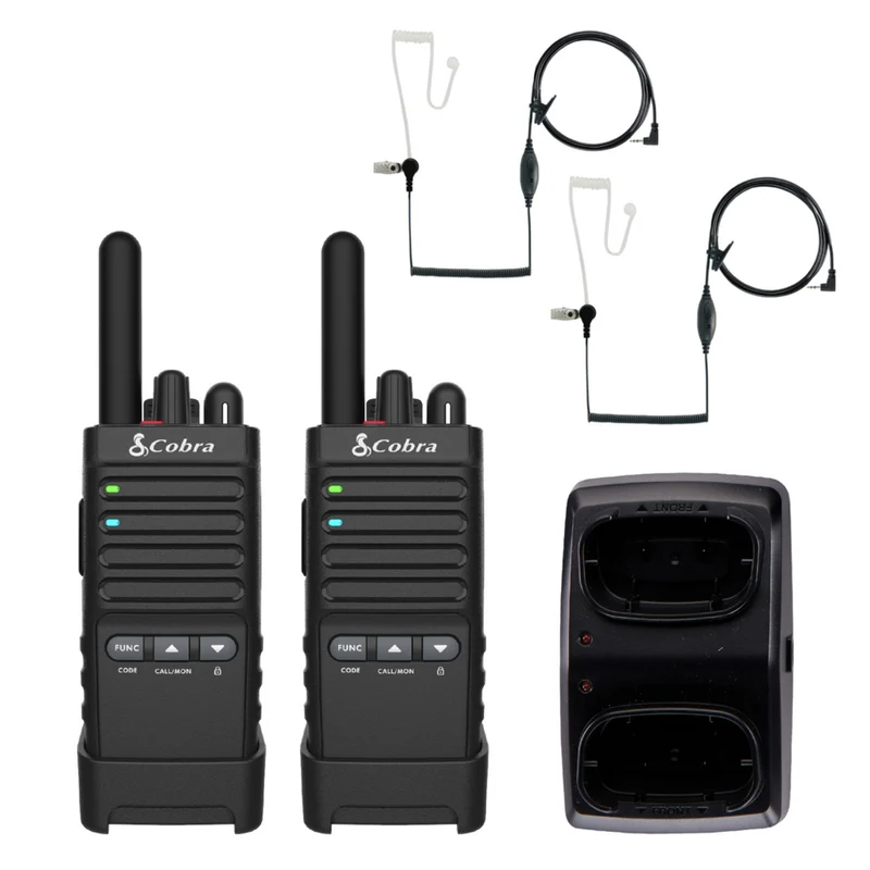 Cobra - PX650 Radio bidirectionnelle professionnelle FRS avec casques de surveillance - Paquet de 2