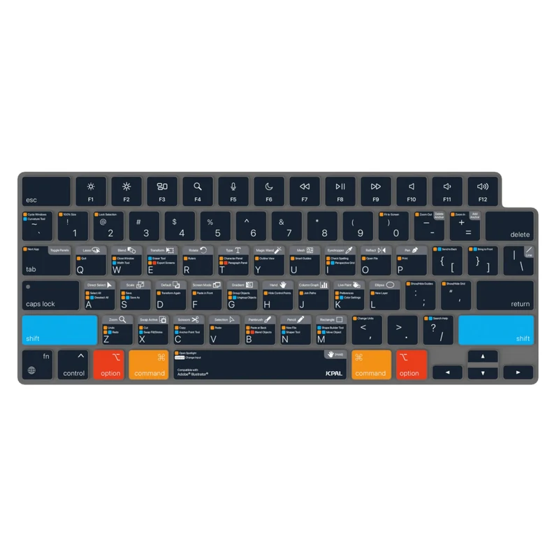 JCPal VerSkin Adobe Illustrator Shortcuts Keyboard Protector for MacBook Pro 14"/16" (2021/2023), MacBook Air 13"/15"(2022/2023/2024)