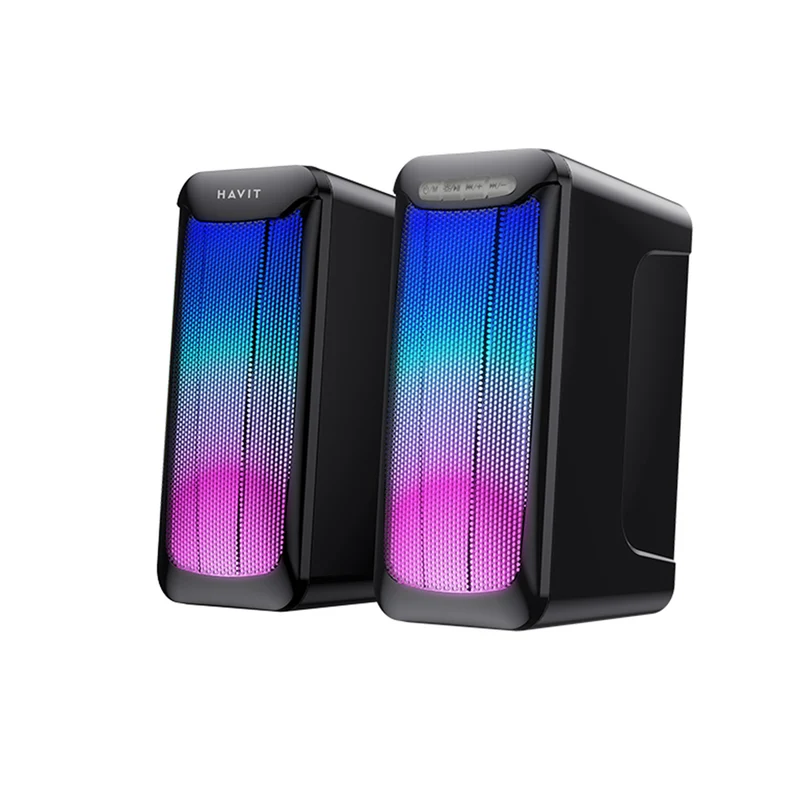Havit Computer Gaming Stereo Bluetooth Speakers - Dynamic RGB Lighting, 3.5mm Stereo audio input