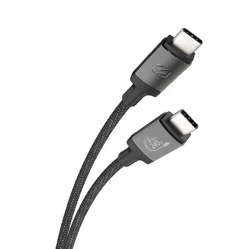 Scosche High Performance 240W USB-C to USB-C Braided Cable - 4 ft - Black