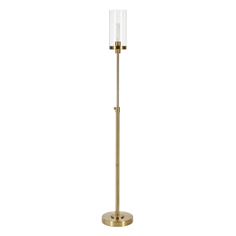 Hudson&Canal Frieda 66" Tall Floor Lamp with Glass Shade - Brass/Clear