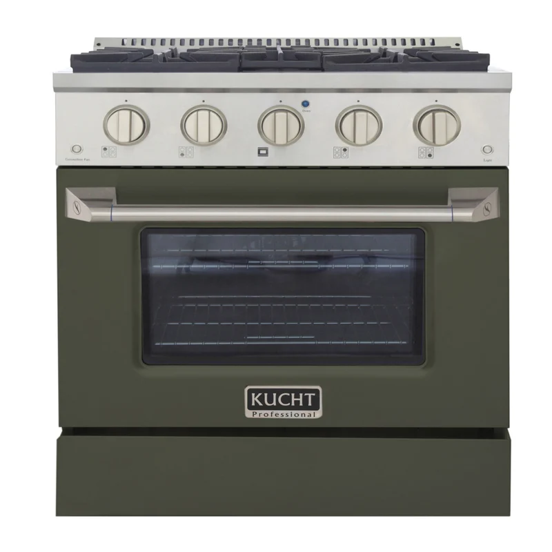 Kucht 30" KNG Series Pro Style Natural Gas Range - Stainless Steel/Olive Green