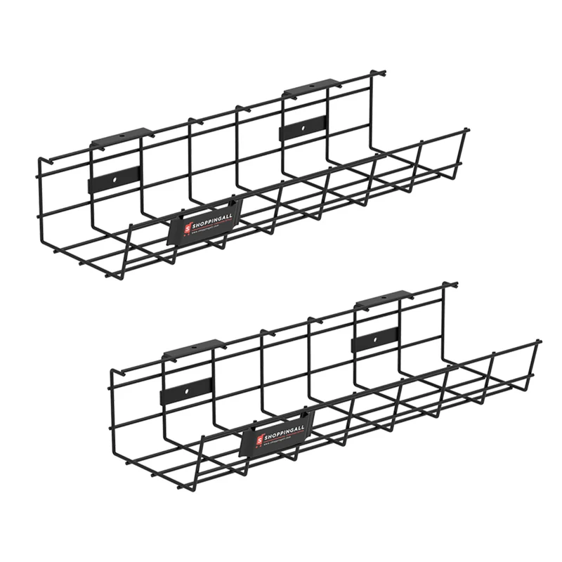 ShoppingAll Under Desk Cable Management Mesh Tray - Black - 2 Pack