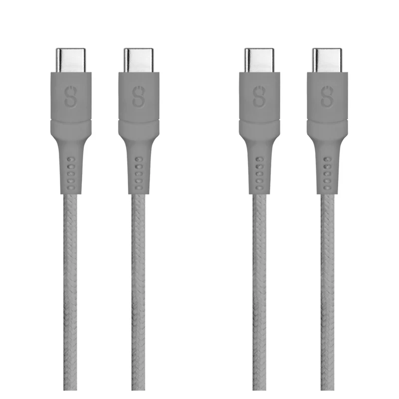 LOGiiX - Piston Connect USB-C à USB-C - Gris - Paquet de 2