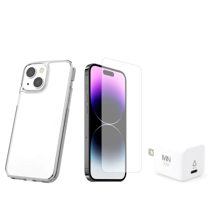 TUFF8 Case with Screen Protector and Wall Charger For iPhone 15/14/13