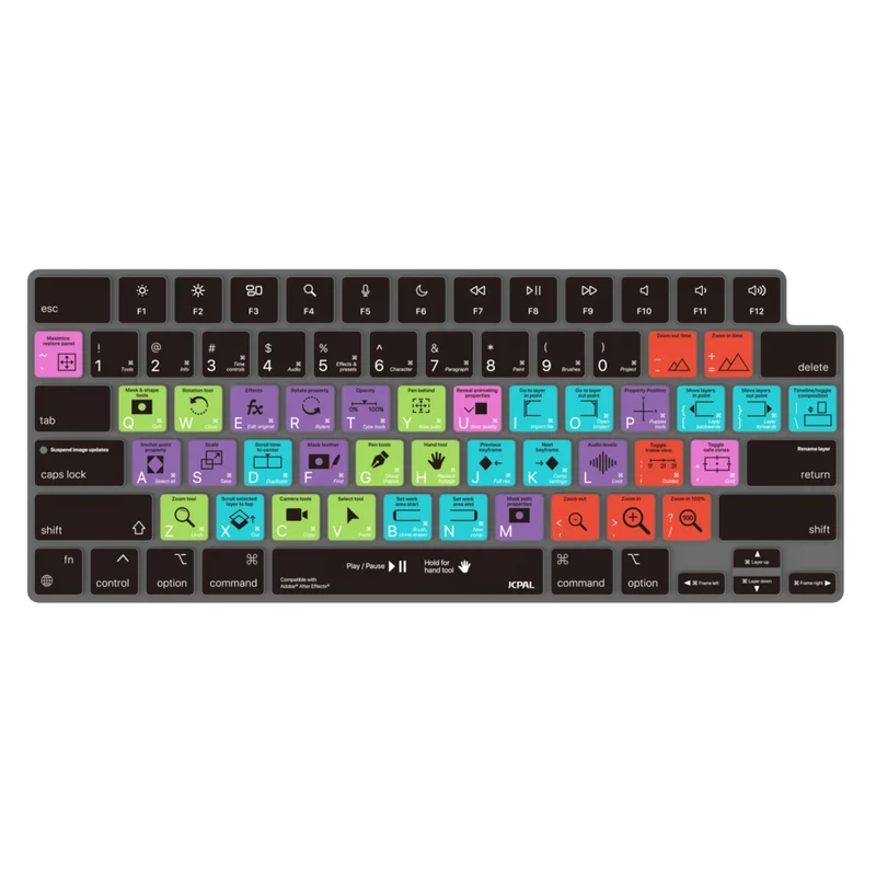 JCPal VerSkin Adobe After Effects Protecteur de clavier pour MacBook Pro 14"/16" (2021/2023), MacBook Air 13"/15" (2022/2023/2024)