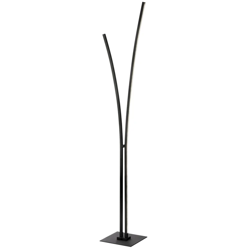 Dainolite - Lampadaire moderne Vincent, noir mat avec diffuseur en acrylique blanc, 34 W