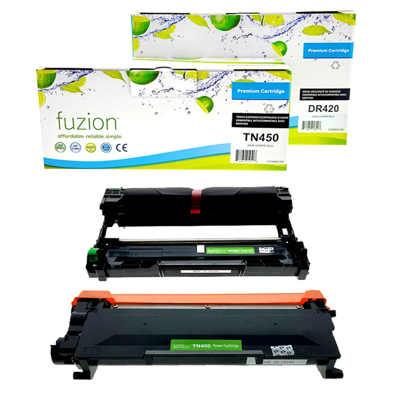 fuzion Brother TN450, DR420 Compatible Toner & Drum Kit - High Yield - Black