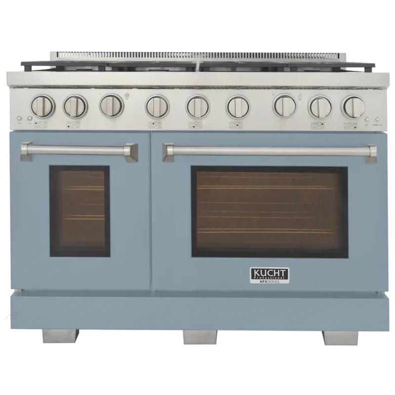 Kucht 48" KFX-X Series Pro Style Natural Gas Range - Stainless Steel/Light Blue