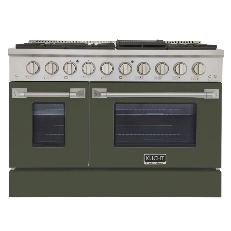 Kucht - 48 po Série KNG Cuisinière Pro Style au gaz propane - Acier inoxydable/Vert olive