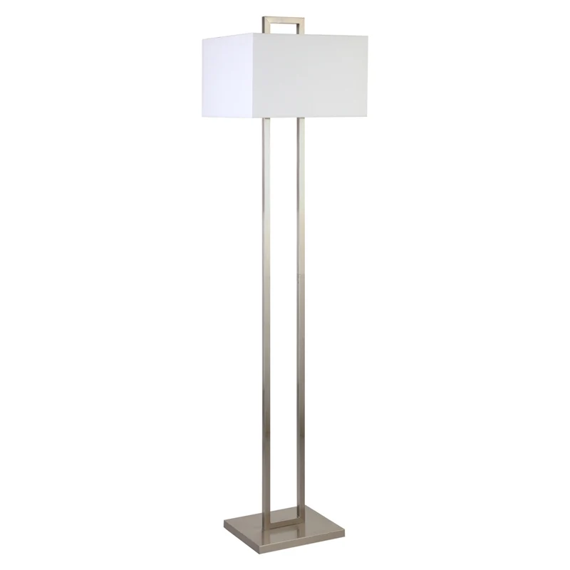 Hudson&Canal Adair 68" Tall Floor Lamp with Fabric Shade - Brushed Nickel/White