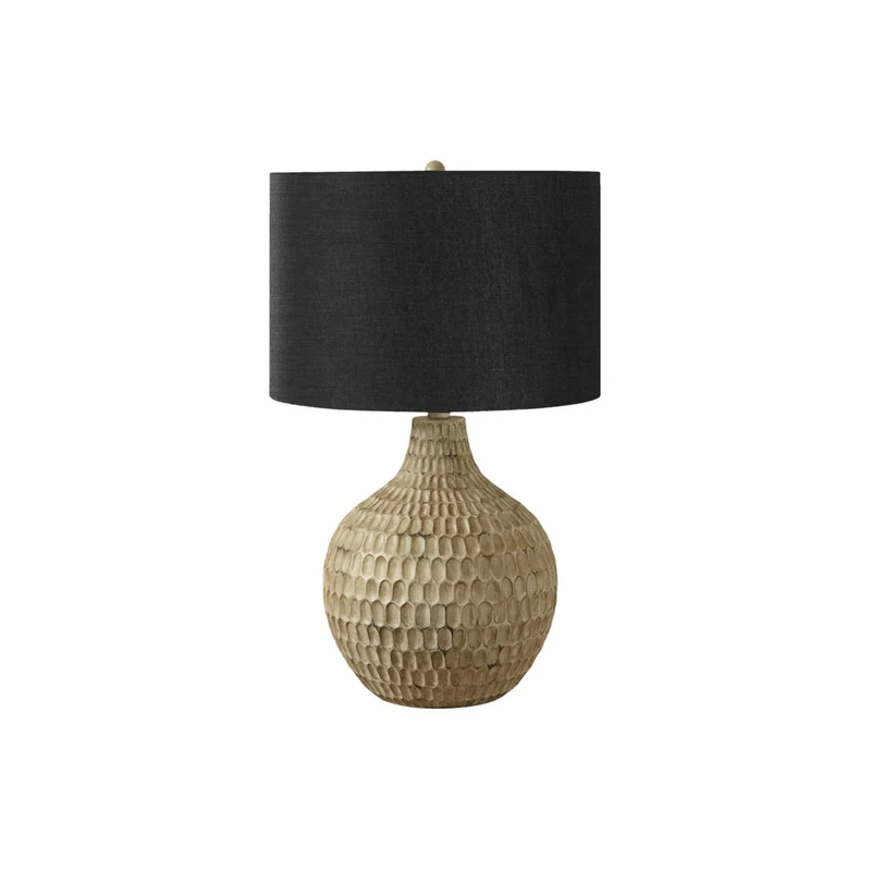 Monarch Specialties 25" H Contemporary Table Lamp - Black Shade / Brown Resin