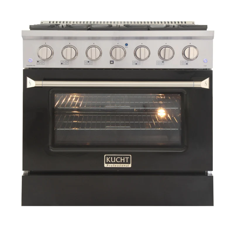 Kucht 36" KNG Series Pro Style Propane Gas Range - Stainless Steel/Black