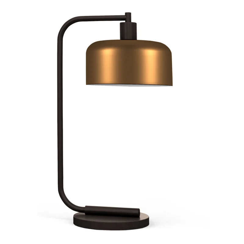 Hudson&Canal Cadmus 20.5" Tall Table Lamp with Metal Shade - Blackened Bronze/Brass/Brass
