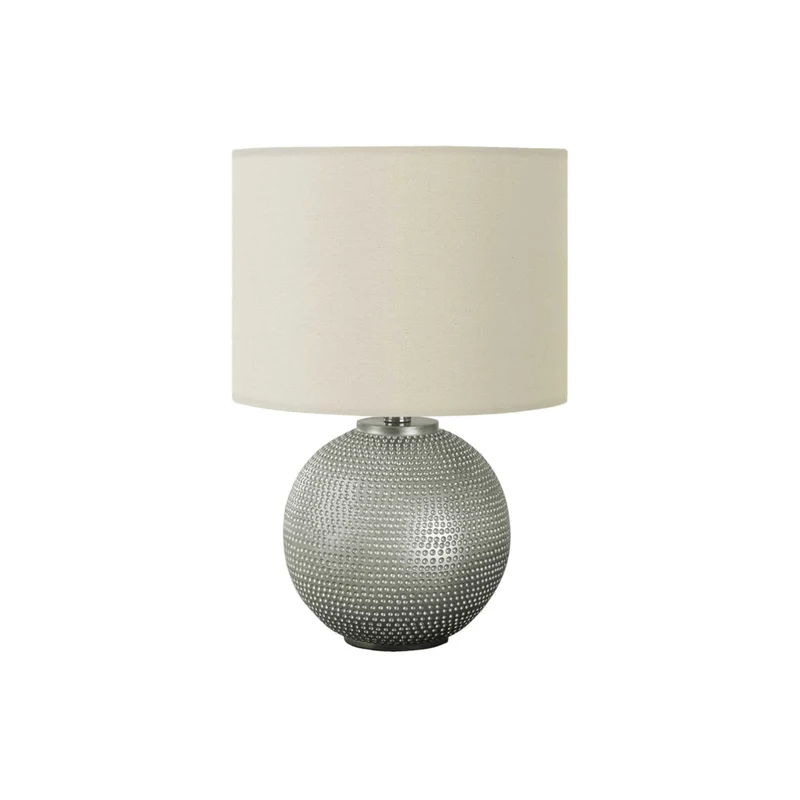 Monarch Specialties - Luminaire - 19 po H Lampe De Table - Résine Grise - Abat-Jour Ivoire / Crème - Moderne