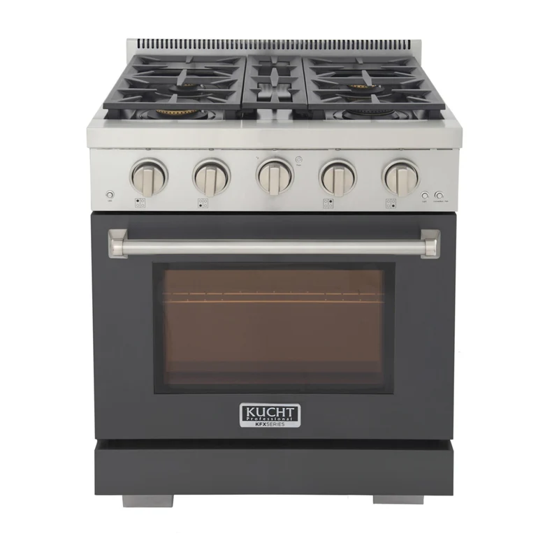 Kucht 30" KFX-X Series Pro Style Natural Gas Range - Stainless Steel/Cement Gray