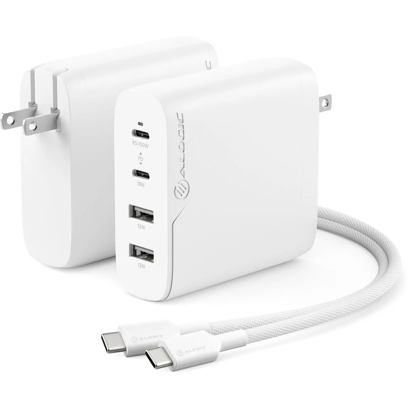 ALOGIC 100W Rapid Power 4-Port USB PD GaN Charger - White