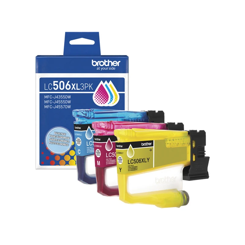 Brother Genuine LC506XL 3-Piece Ink Cartridge Set - High Yield - Cyan - Magenta - Yellow