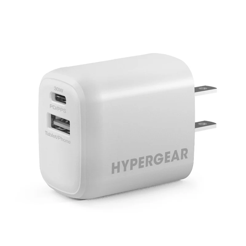 HyperGear 30W Dual Port USB-C PD and 18W USB-A Wall Charger Hub - White
