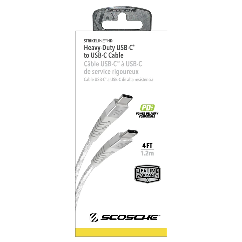 Scosche Heavy Duty USB-C to USB-C Cable - 4 ft - White