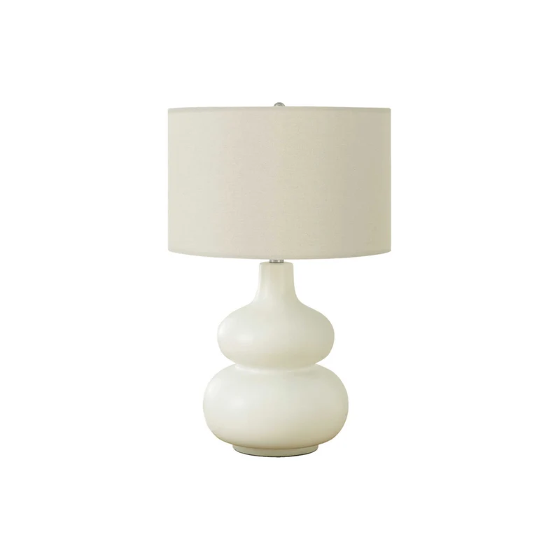 Monarch Specialties - Luminaire - 25 po H Lampe De Table - Abat-Jour Ivoire / Crème - Crème Céramique - Contemporain