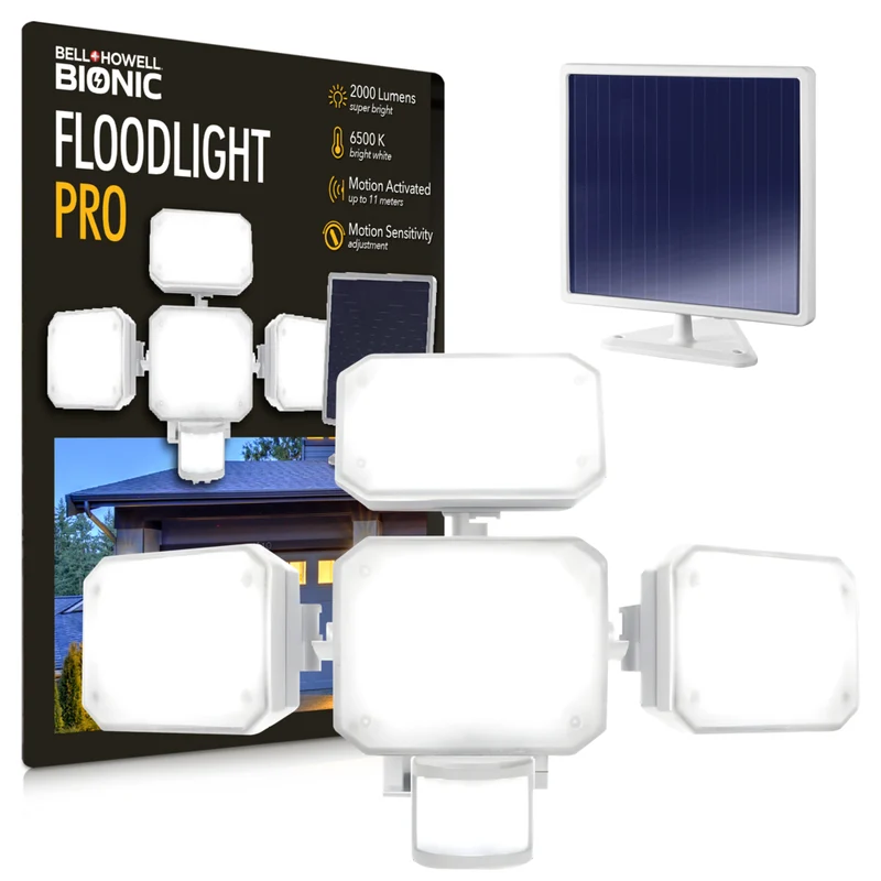 Bell + Howell - Bionic Floodlight Pro Lampes solaires d’extérieur avec détecteur de mouvement DEL