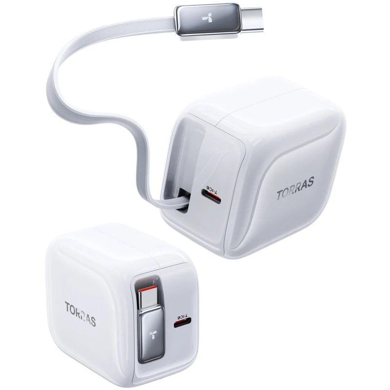 Torras YOGA Retractable 67 W Fast Charger - White