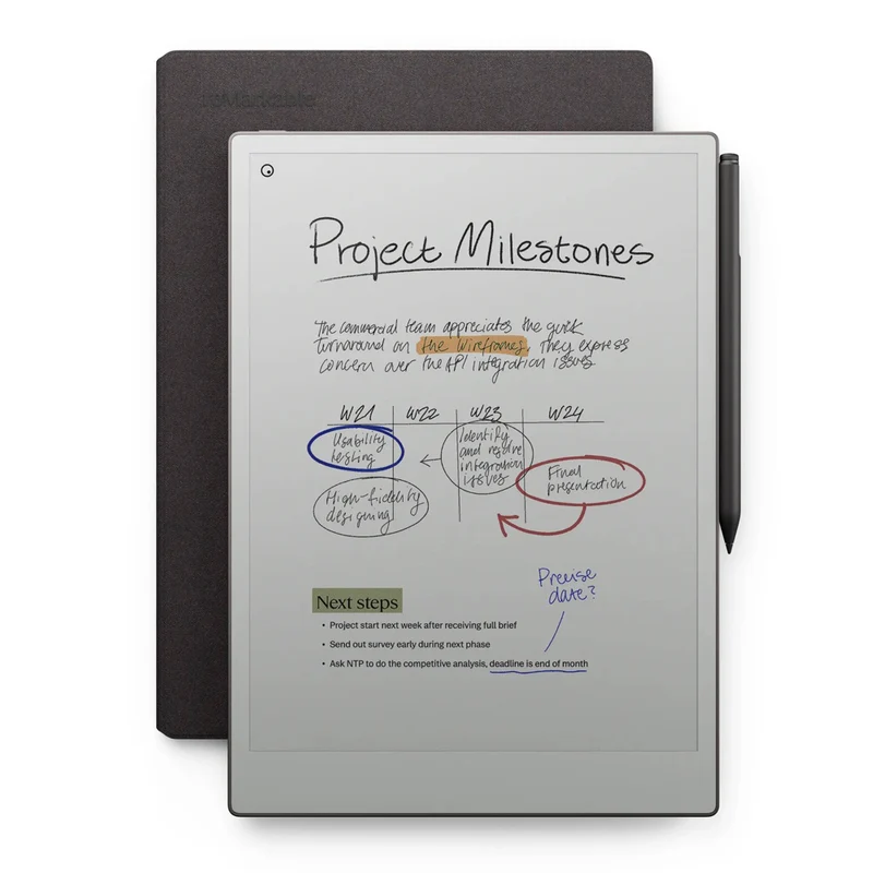 reMarkable Paper Pro Tablet Bundle with Marker Plus and Book Folio Cover - Basalt