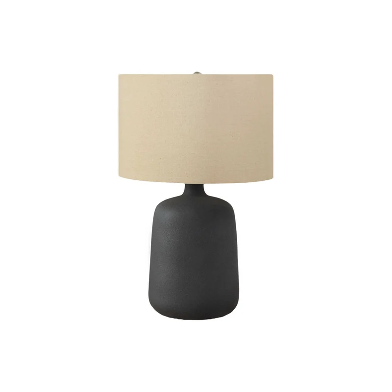 Monarch Specialties - Luminaire - 24 po H Lampe De Table - Céramique Noire - Abat-Jour Beige - Contemporain