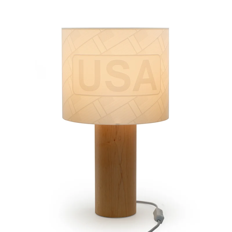 Decent Living Wooden Maple Table Lamp - USA Flag with USA
