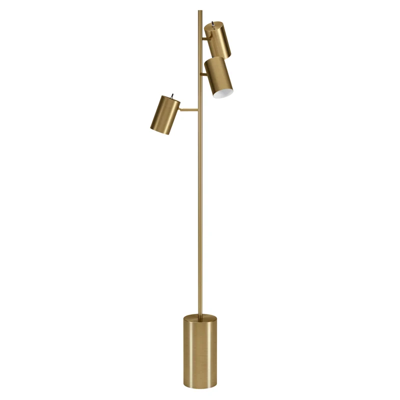 Hudson&Canal Dorset 3-Light Floor Lamp with Metal Shades - Brass/Brass