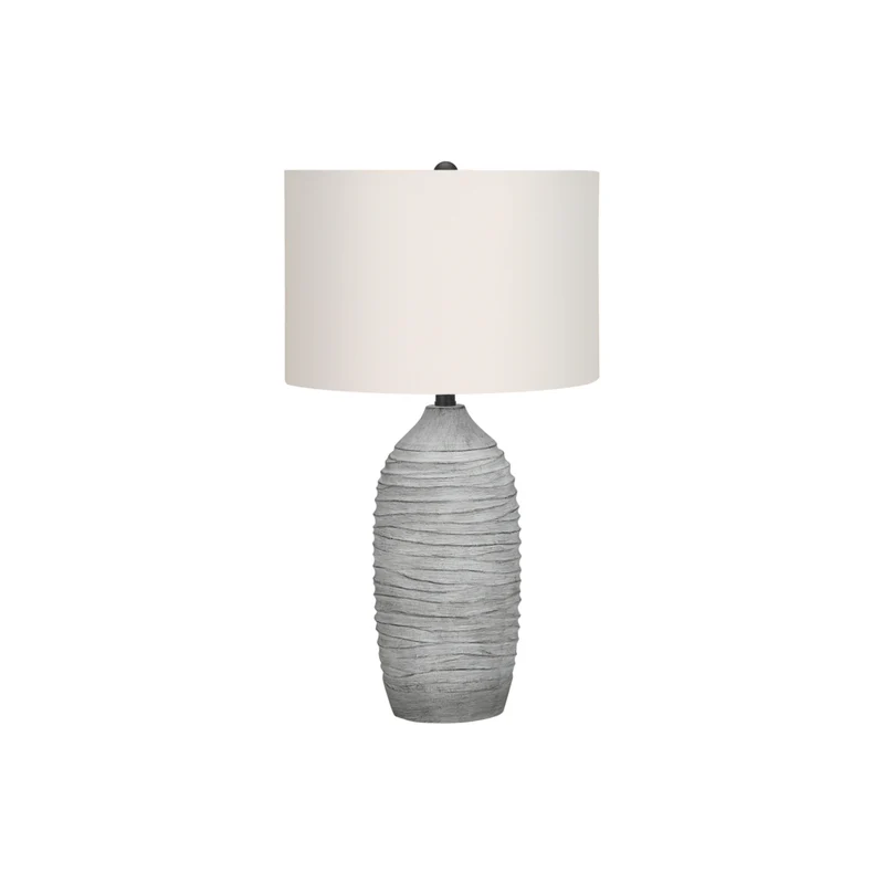 Monarch Specialties - Luminaire - 27 po H Lampe De Table - Résine Grise - Abat-Jour Ivoire / Crème - Moderne