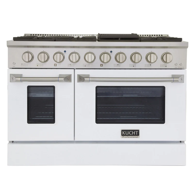 Kucht - 48 po Série KNG Cuisinière Pro Style au gaz propane - Acier inoxydable/Blanc