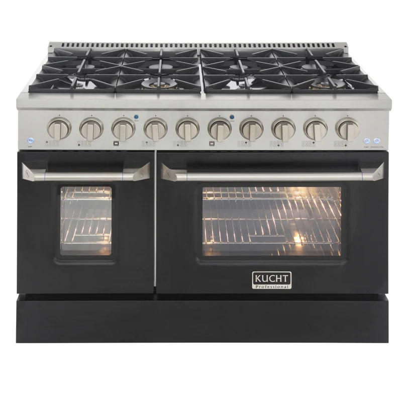 Kucht - 48 po Série KDF Cuisinière Pro Style à double combustible - Acier inoxydable/Noir