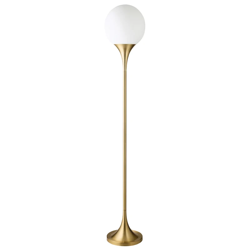 Hudson&Canal Mahdi Torchiere Floor Lamp with Glass Shade - Brass/White Milk