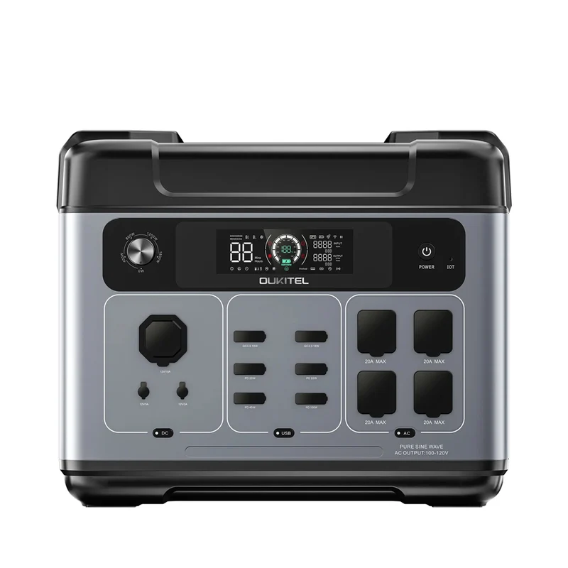 Oukitel - Centrale électrique P2001 Plus 2400 W/2048 Wh avec entrée solaire de 500 W