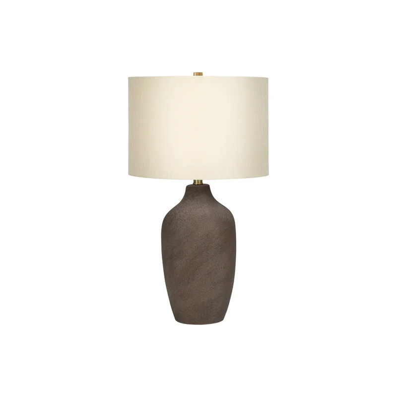 Monarch Specialties - Luminaire - 27 po H Lampe De Table - Céramique Gris - Abat-Jour Beige - Contemporain