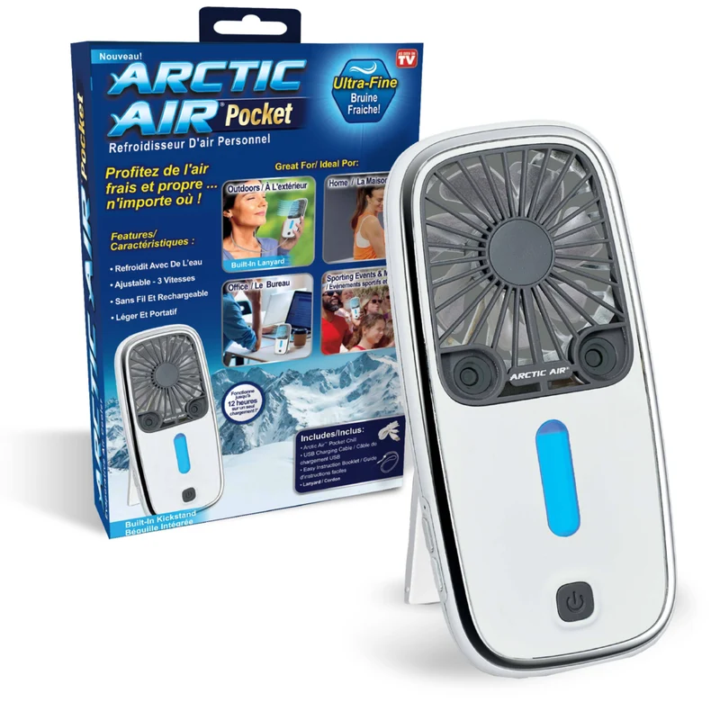 Arctic Air - Petit ventilateur portable de poche avec 3 vitesses réglables