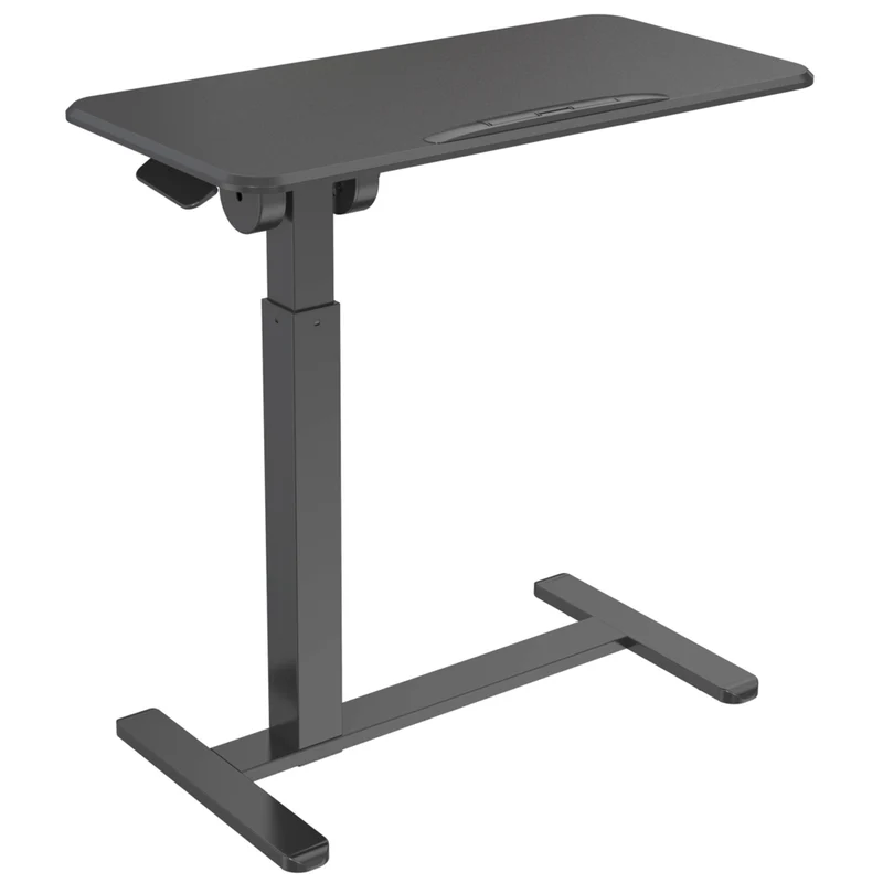 ShoppingAll Mobile OverBed Pneumatic Adjustable Laptop Stand with Hidden Caster Wheels - 31.5'' Tabletop - Black