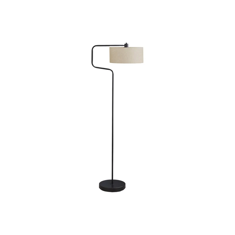 Monarch Specialties - Luminaire - 61 po H Lampadaire - Métal Noir - Abat-Jour Beige - Contemporain - Moderne