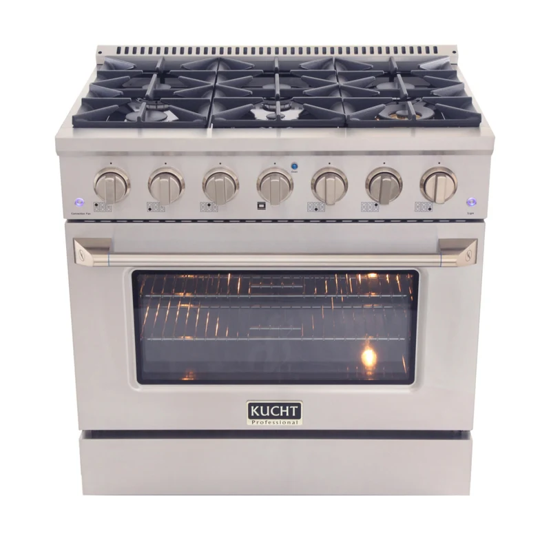 Kucht 36" KDF Series Pro Style Propane Gas Dual Fuel Range - Stainless Steel