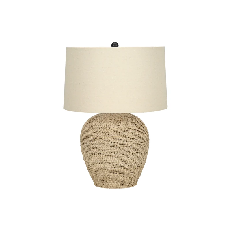 Monarch Specialties - Luminaire - 25 po H Lampe De Table - Rotin - Abat-Jour Beige - Transitionnel