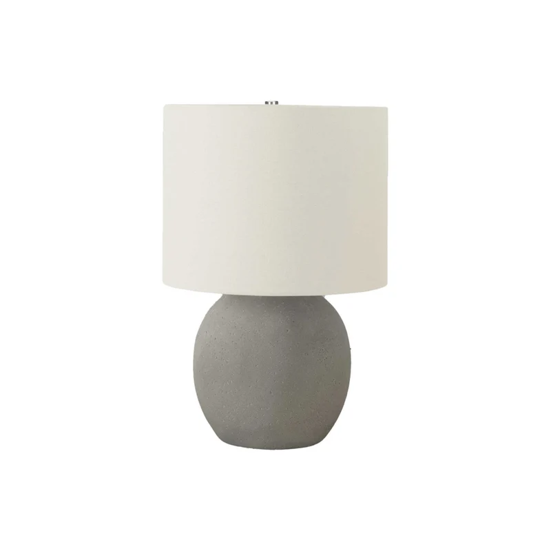 Monarch Specialties - Luminaire - 20 po H Lampe De Table - Béton Gris - Abat-Jour Ivoire / Crème - Contemporain