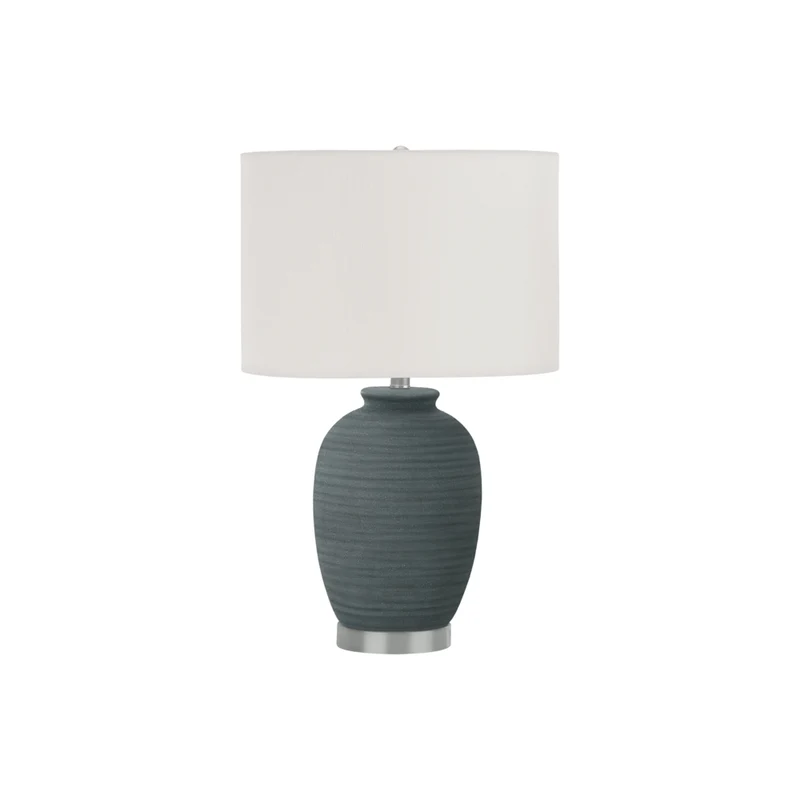 Monarch Specialties - Luminaire - 24 po H Lampe De Table - Céramique Bleue - Abat-Jour Ivoire / Crème - Contemporain