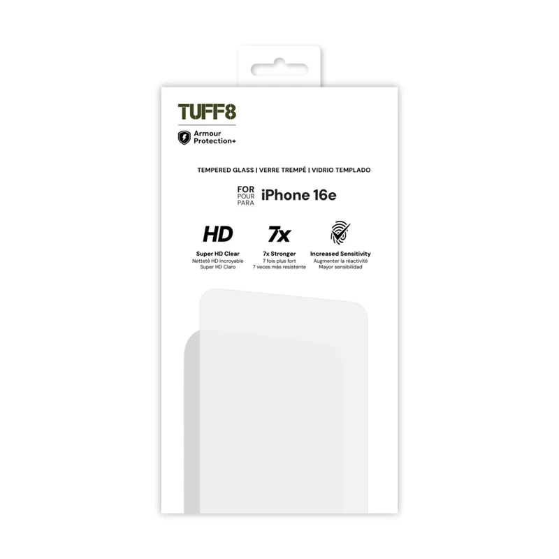 TUFF8 Tempered Glass Screen Protection for iPhone 17e/16e