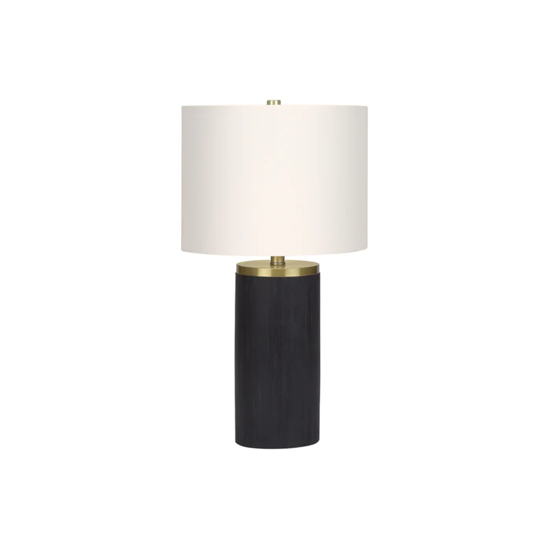 Monarch Specialties - Luminaire - 24 po H Lampe De Table - Béton Noir - Abat-Jour Ivoire / Crème - Moderne