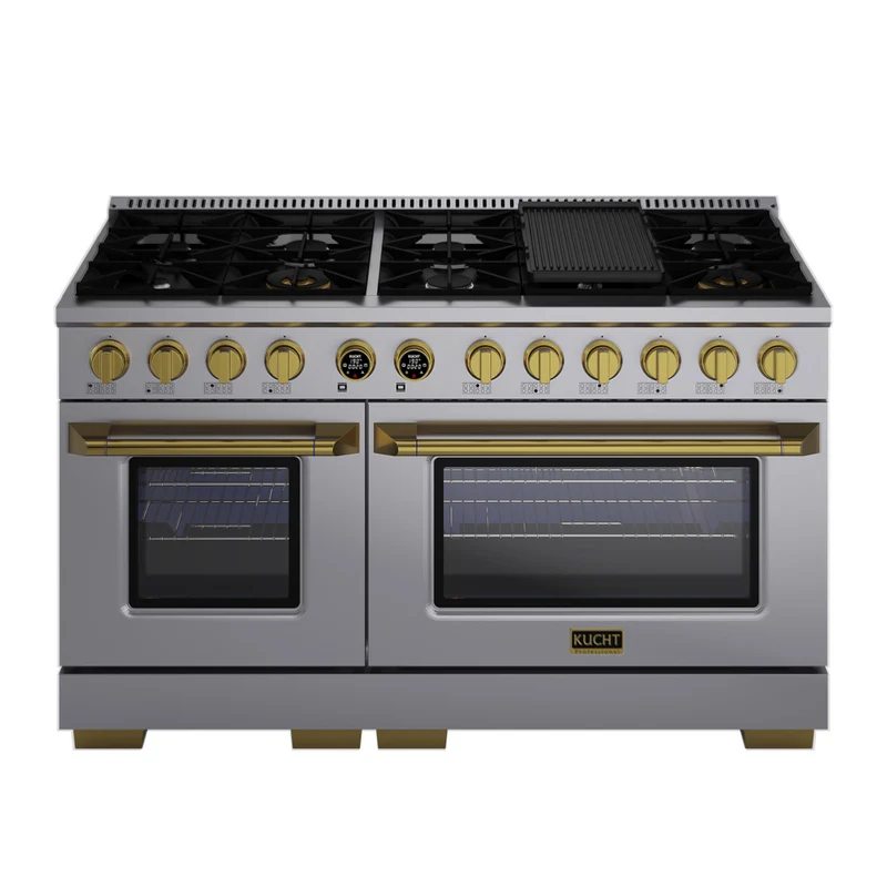 Kucht 60" KXP Series Dual Fuel Range Propane Gas - Stainless Steel/Gold