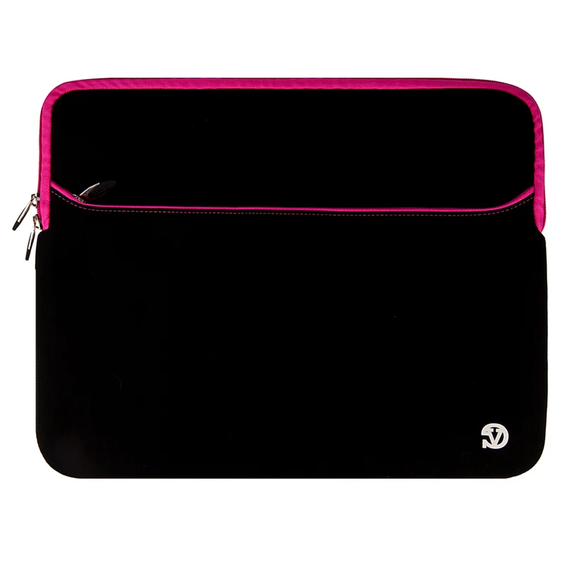 Vangoddy Neoprene 15" Laptop Protective Sleeve Case with Extra Pocket - Black/Pink